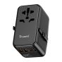 TRUSMI 68W 2 Type C & 2 USB Port Universal Travel Adapter with Type C Cable Black