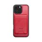 TRUSMI iPhone 15 Plus Magnetic Cowhide Leather Case with Card Slot Wallet Red