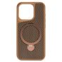 Brilliance LUX iPhone 15 Pro 360° Rotating Magnetic Metal Bracket Carbon Fiber Pattern Matte PC+TPU Phone case Gold