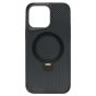 Brilliance LUX iPhone 14 Pro Max 360° Rotating Magnetic Metal Bracket Carbon Fiber Pattern Matte PC+TPU Phone case Black
