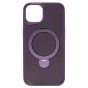 Brilliance LUX iPhone 14 360° Rotating Magnetic Metal Bracket Carbon Fiber Pattern Matte PC+TPU Phone case Purple