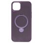 Brilliance LUX iPhone 14 Plus 360° Rotating Magnetic Metal Bracket Carbon Fiber Pattern Matte PC+TPU Phone case Purple