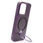 Brilliance LUX iPhone 15 Pro 360° Rotating Magnetic Metal Bracket Carbon Fiber Pattern Matte PC+TPU Phone case Purple