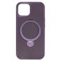 Brilliance LUX iPhone 15 360° Rotating Magnetic Metal Bracket Carbon Fiber Pattern Matte PC+TPU Phone case Purple