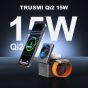TRUSMI 3-in-1 Qi2 Wireless Charging Station – Cube Magnetic Charger Gray