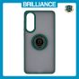 Brilliance LUX Samsung S25 Edge Hybrid Shell Anti-shock Ring Kickstand TPU Matte Case Dark Green