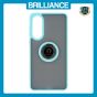 Brilliance LUX Samsung S25 Edge Hybrid Shell Anti-shock Ring Kickstand TPU Matte Case Blue
