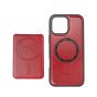 TRUSMI iPhone 15 Pro Magnetic Cowhide Leather Case with Card Slot Wallet Red