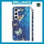 Brilliance LUX Samsung S23 Flip PU Leather Wallet 3D Print Butterfly with Wrist Strap Case Blue