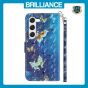 Brilliance LUX Samsung S24 Plus Flip PU Leather Wallet 3D Print Butterfly with Wrist Strap Case Blue