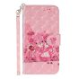 Brilliance LUX iPhone 14 Plus Flip PU Leather Wallet 3D Print Pink Bear with Wrist Strap Case