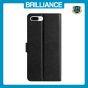 Brilliance LUX iPhone 6P/7P/8P Flip PU Leather Wallet Silk Print Card Pockets with Wrist Strap Case Black