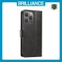 Brilliance LUX iPhone 13 Pro Max Book Flip Soft PU Leather Wallet with Card Pockets Case Black