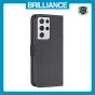 Brilliance LUX Samsung S21 Ultra Flip Book PU Leather Wallet  Holder & Stand with Card Pockets Case Black