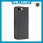 Brilliance LUX iPhone 6P/7P/8P Flip Book PU Leather Wallet  Holder & Stand with Card Pockets Case Black