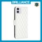 Brilliance LUX iPhone 11 Flip Book PU real Leather Wallet Holder & Kickstand with Card Pockets Case White