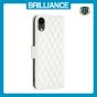 Brilliance LUX iPhone XR Flip Book PU real Leather Wallet Holder & Kickstand with Card Pockets Case White