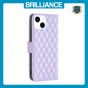 Brilliance LUX iPhone 15 Flip Book PU real Leather Wallet Holder & Kickstand with Card Pockets Case Purple