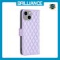 Brilliance LUX iPhone 15 Plus/14 Plus Flip Book PU real Leather Wallet Holder & Kickstand with Card Pockets Case Purple