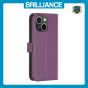 Brilliance LUX iPhone 13/14 Flip PU Genuine Leather Detachable Strong Magnetic Wallet with Card Pockets Case Purple