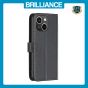 Brilliance LUX iPhone 14 Plus Flip Book PU Genuine Leather Detachable Strong Magnetic Wallet with Card Pockets Case Black