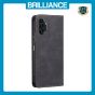 Brilliance LUX Samsung A13 4G Flip PU Leather Stitching Colors Dark Magnetic Wallet with Card Pockets Case Black