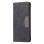 Brilliance LUX iPhone 12 / 12 Pro Flip PU Leather Stitching Colors Dark Magnetic Wallet with Card Pockets Case Black