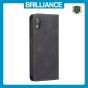 Brilliance LUX iPhone XR Flip PU Leather Stitching Colors Dark Magnetic Wallet with Card Pockets Case Black