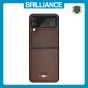 Brilliance LUX Samsung Flip3 TPU PC Leather Scratch Proof Hybrid with folding Case Brown
