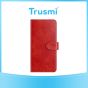 TRUSMI iPhone 16 Plus Cowhide Leather Wallet Case with Card Slot Red