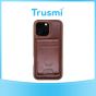 TRUSMI iPhone 14 Pro Max Magnetic Cowhide Leather Case with Card Slot Wallet Dark Brown