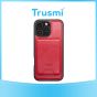 TRUSMI iPhone 16 Pro Max Magnetic Cowhide Leather Case with Card Slot Wallet Red
