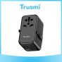 TRUSMI 68W 2 Type C & 2 USB Port Universal Travel Adapter with Type C Cable Black
