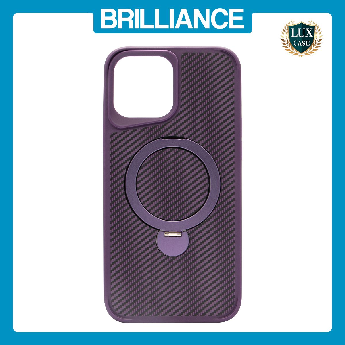 Brilliance LUX iPhone 13 Pro Max 360° Rotating Magnetic Metal Bracket Carbon Fiber Pattern Matte PC+TPU Phone case Purple