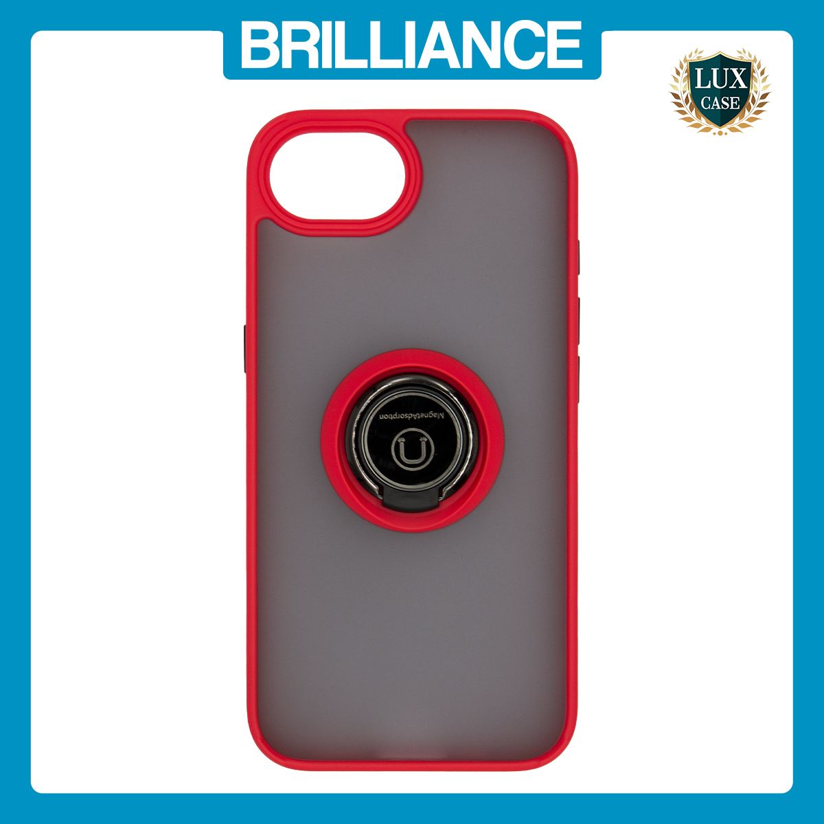 Brilliance LUX iPhone 16E Hybrid Shell Anti-shock Ring Kickstand TPU Matte Case Red