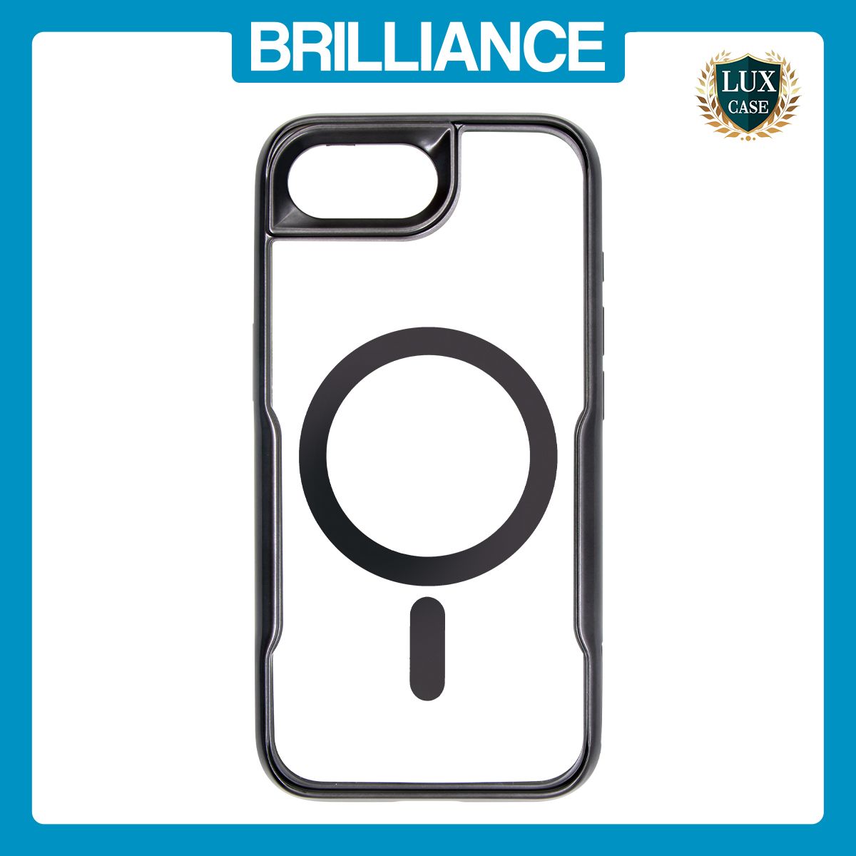 Brilliance LUX iPhone 16E Chrome-Plated Magnetic Clear TPU + Acrylic Phone Case Black Titanium