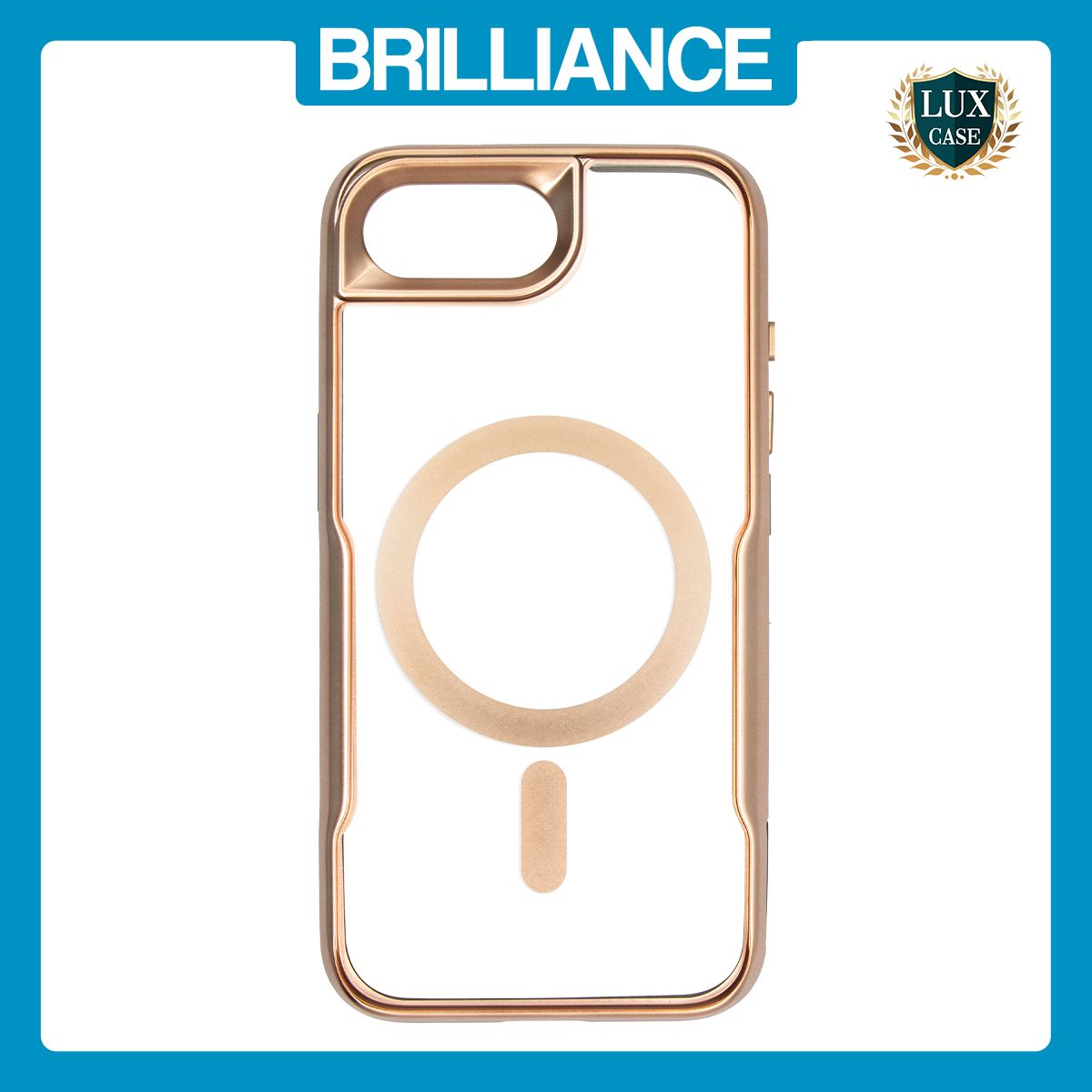 Brilliance LUX iPhone 16E Chrome-Plated Magnetic Clear TPU + Acrylic Phone Case Gold Titanium