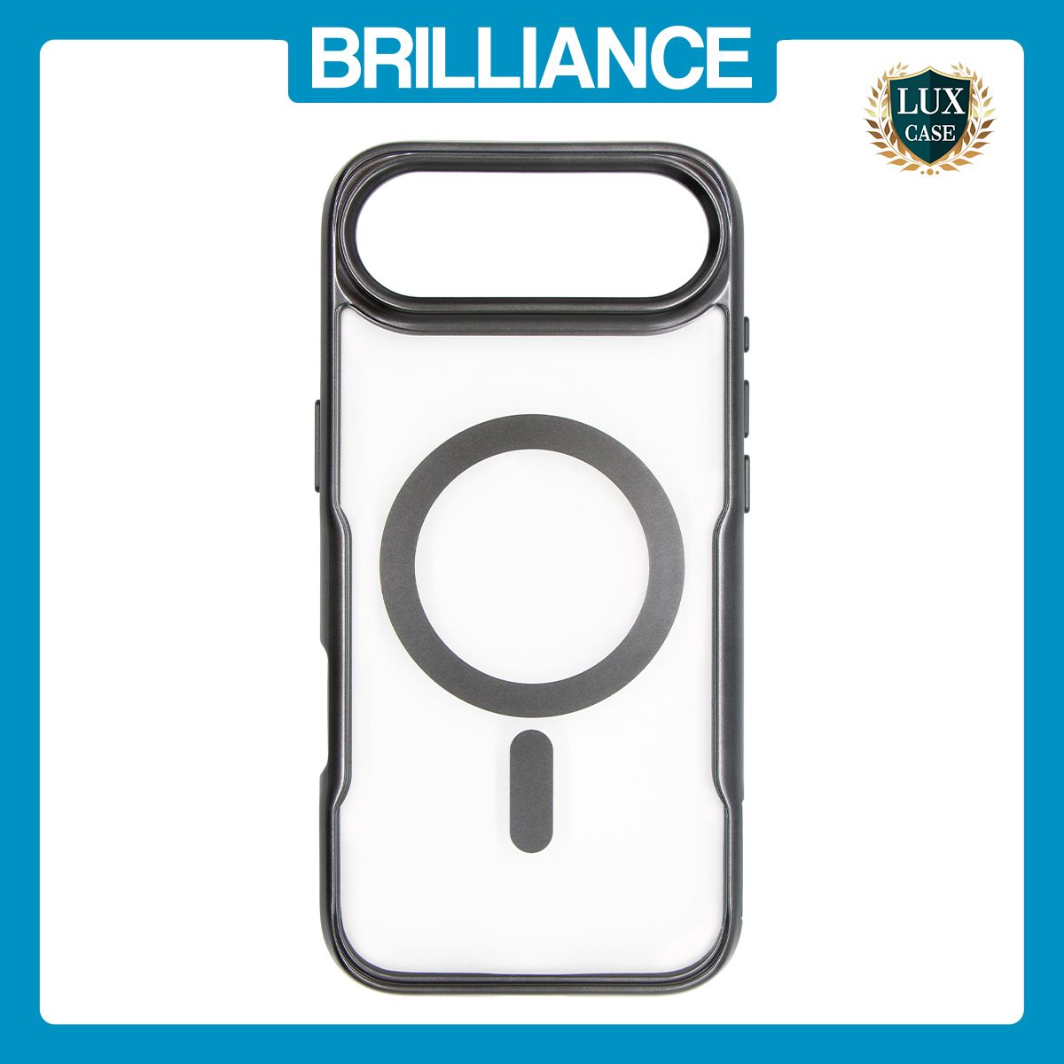Brilliance LUX iPhone 17 Air Chrome-Plated Magnetic Clear TPU + Acrylic Phone Case Black Titanium