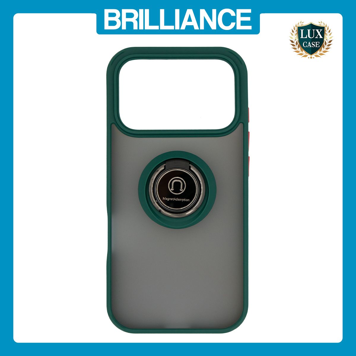 Brilliance LUX iPhone 17 Pro Hybrid Shell Anti-shock Ring Kickstand TPU Matte Case Dark Green