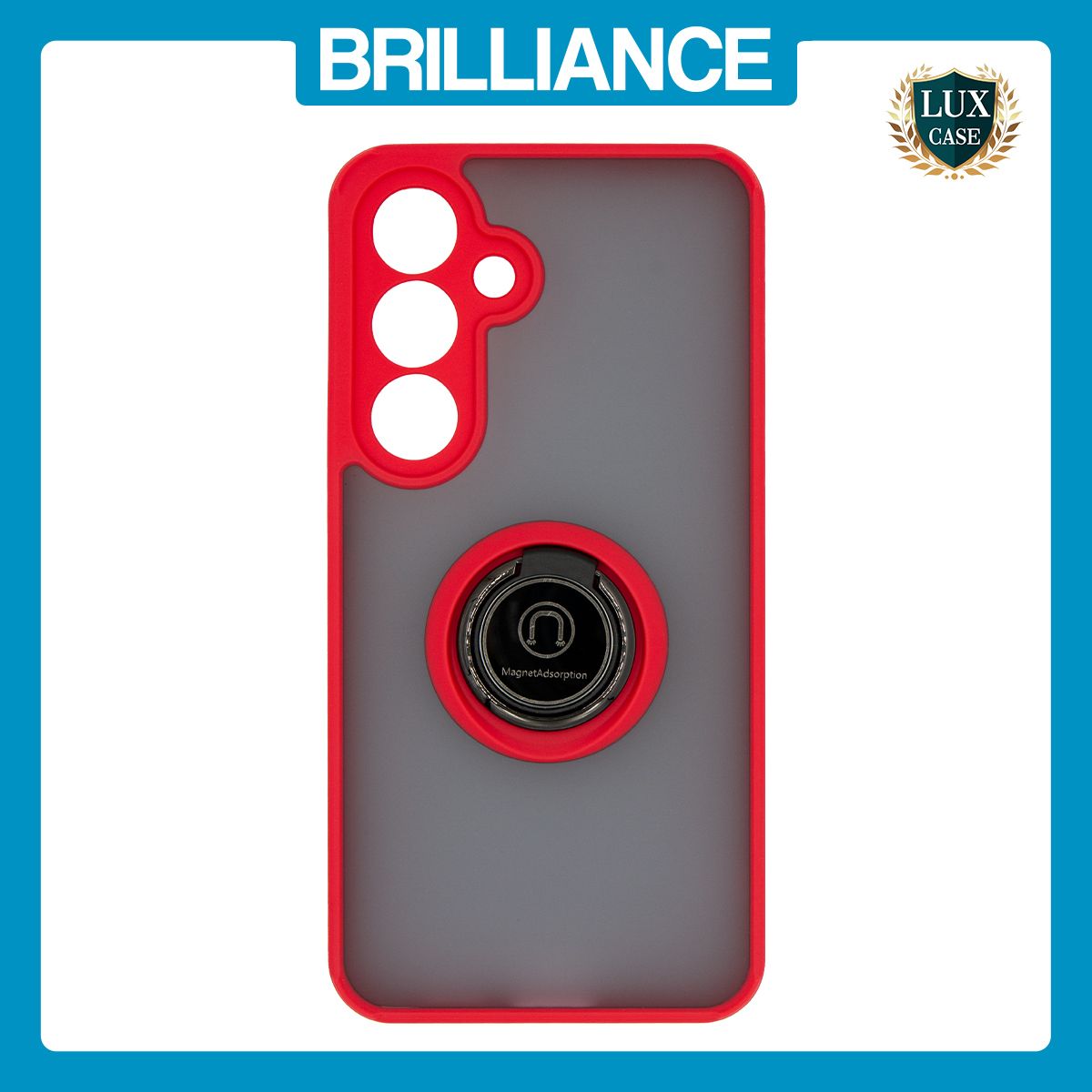 Brilliance LUX Samsung S25 Hybrid Shell Anti-shock Ring Kickstand TPU Matte Case Red