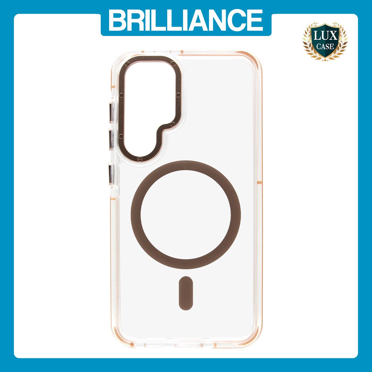 Brilliance LUX Samsung S25 Clear Magnetic Hybrid TPU + Acrylic Phone Case Brown