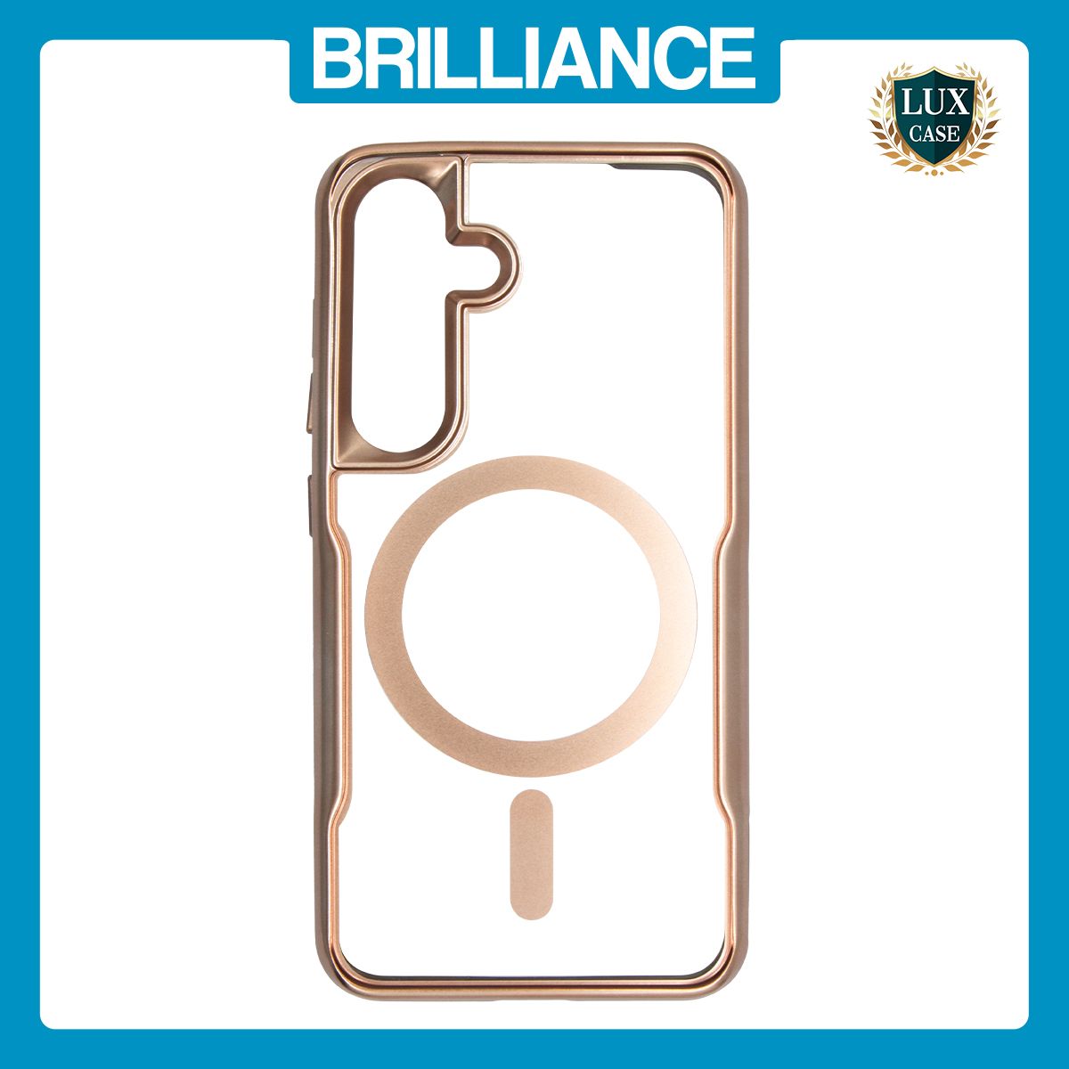 Brilliance LUX Samsung S25 Chrome-Plated Magnetic Clear TPU + Acrylic Phone Case Gold Titanium