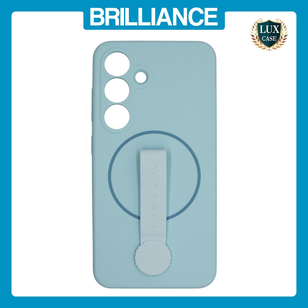 Brilliance LUX Samsung S25 Silicone with BackSide 360Ã‚Â° Rotating Wrist Strap Magnetic Phone Case Sky Blue