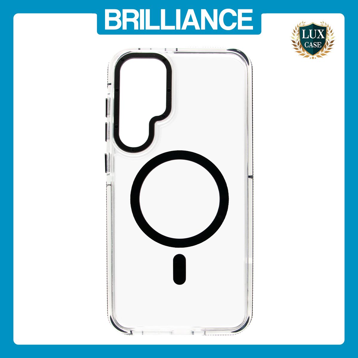 Brilliance LUX Samsung S25 Plus Clear Magnetic Hybrid TPU + Acrylic Phone Case Black