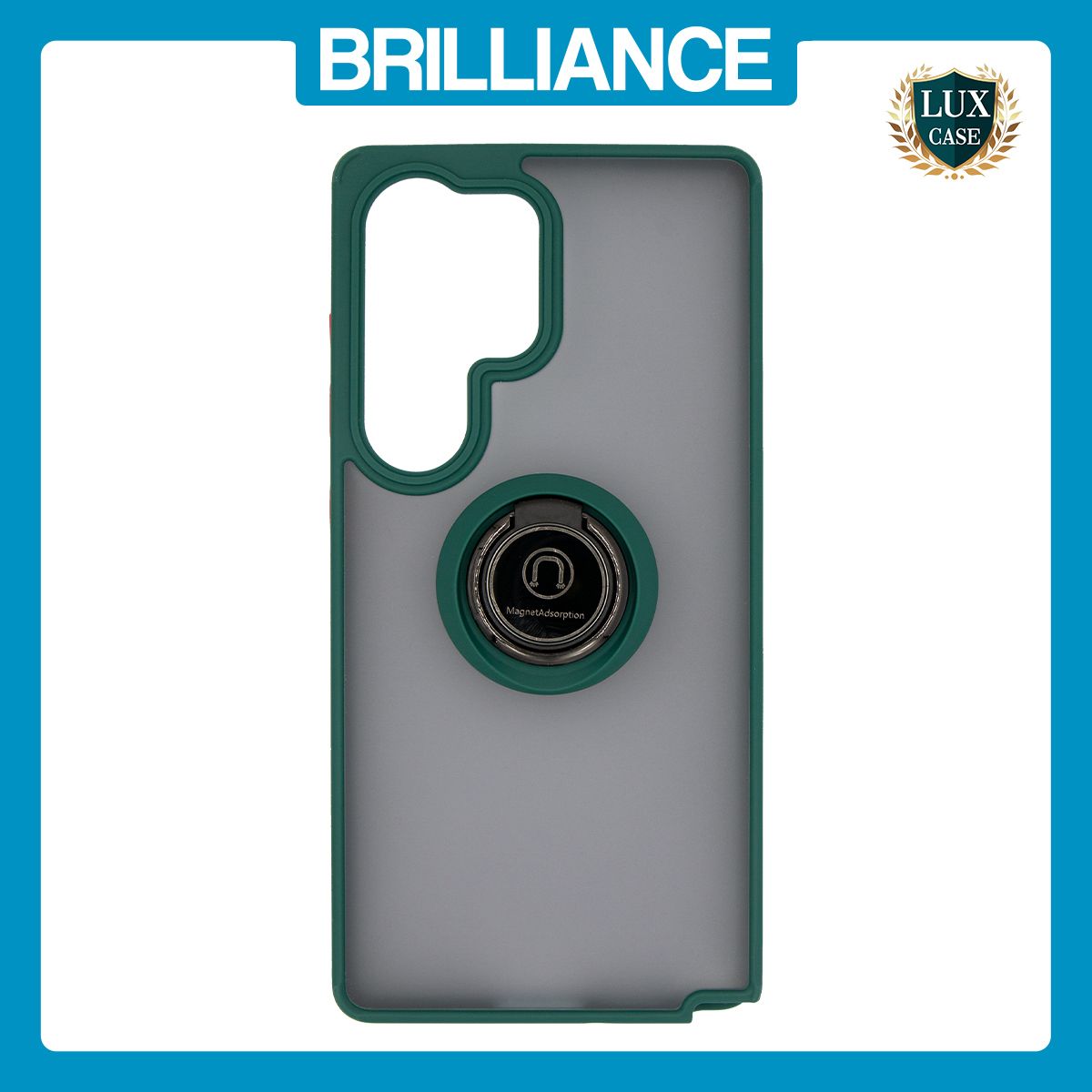 Brilliance LUX Samsung S25 Ultra Hybrid Shell Anti-shock Ring Kickstand TPU Matte Case Dark Green