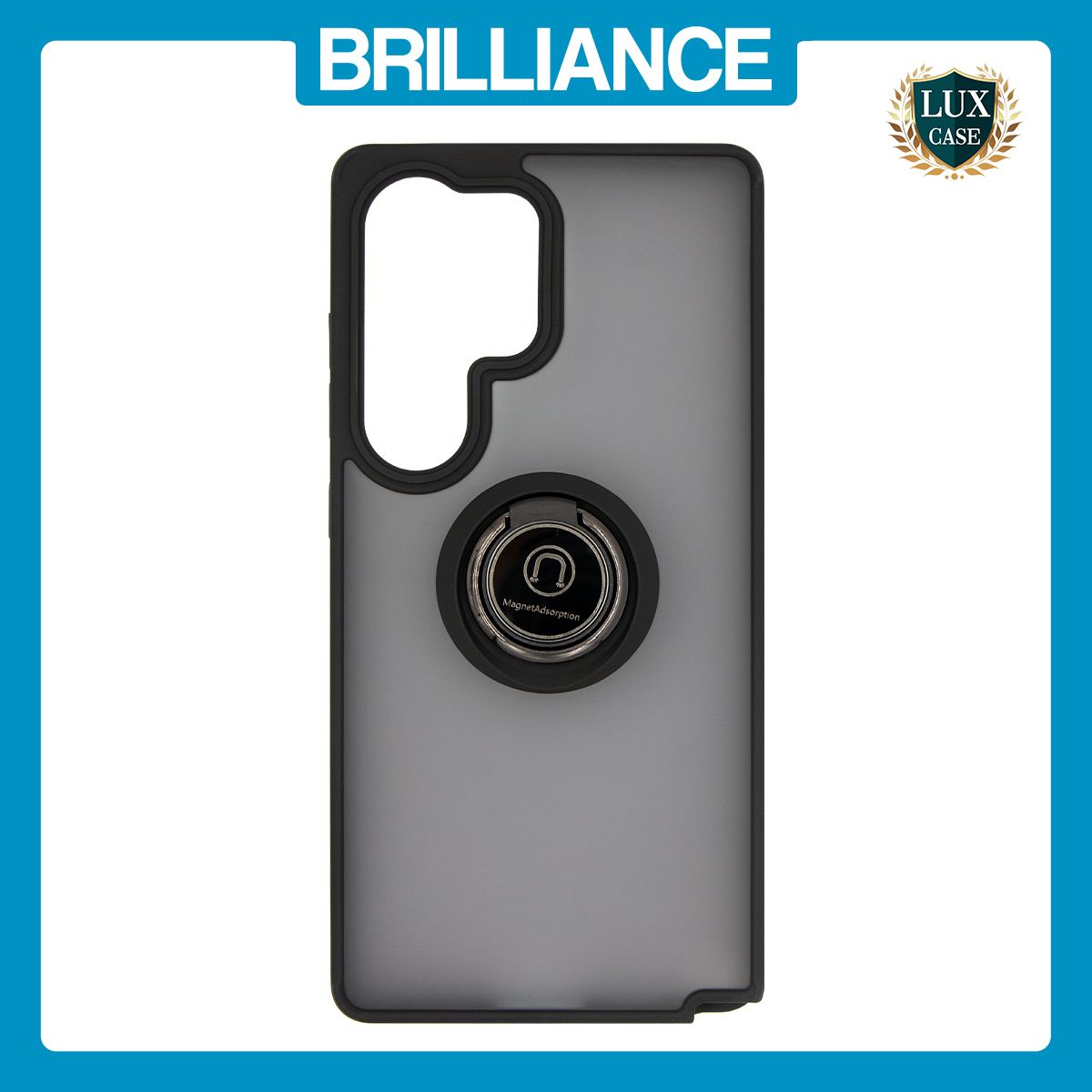 Brilliance LUX Samsung S25 Ultra Hybrid Shell Anti-shock Ring Kickstand TPU Matte Case Black