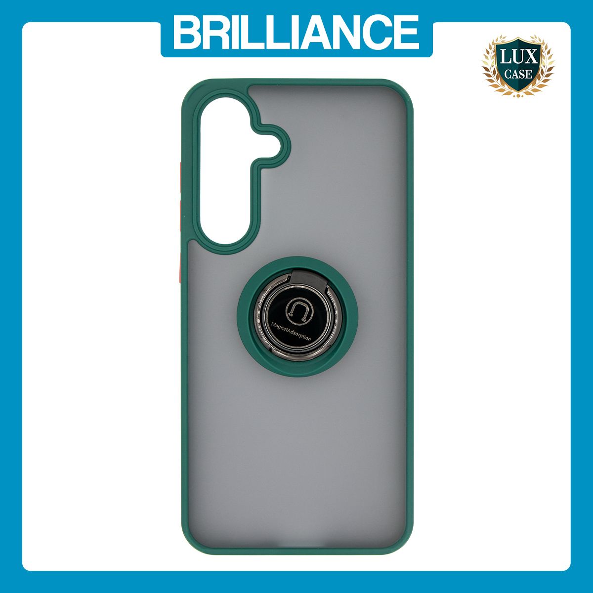 Brilliance LUX Samsung S25 FE Hybrid Shell Anti-shock Ring Kickstand TPU Matte Case Dark Green