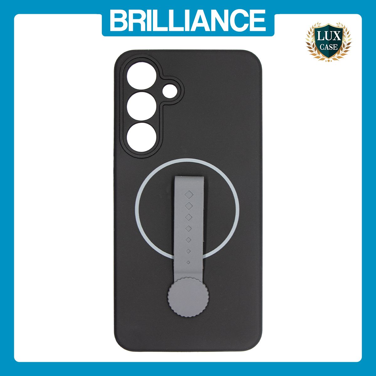 Brilliance LUX Samsung S25 FE Silicone with BackSide 360Ã‚Â° Rotating Wrist Strap Magnetic Phone Case Black