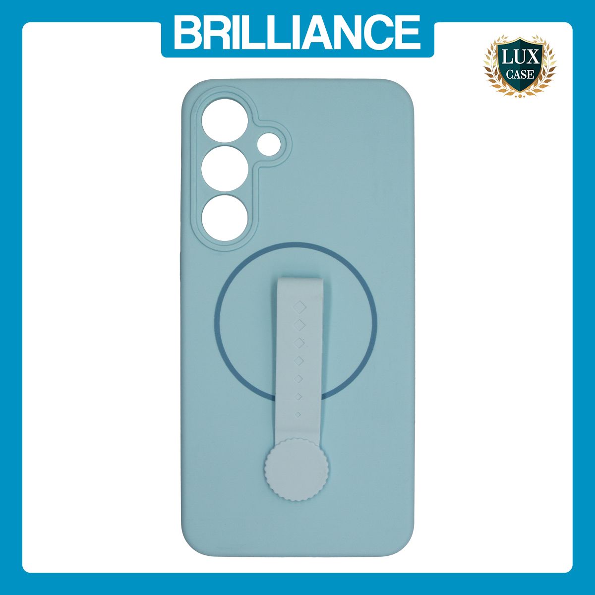 Brilliance LUX Samsung S25 FE Silicone with BackSide 360Ã‚Â° Rotating Wrist Strap Magnetic Phone Case Sky Blue