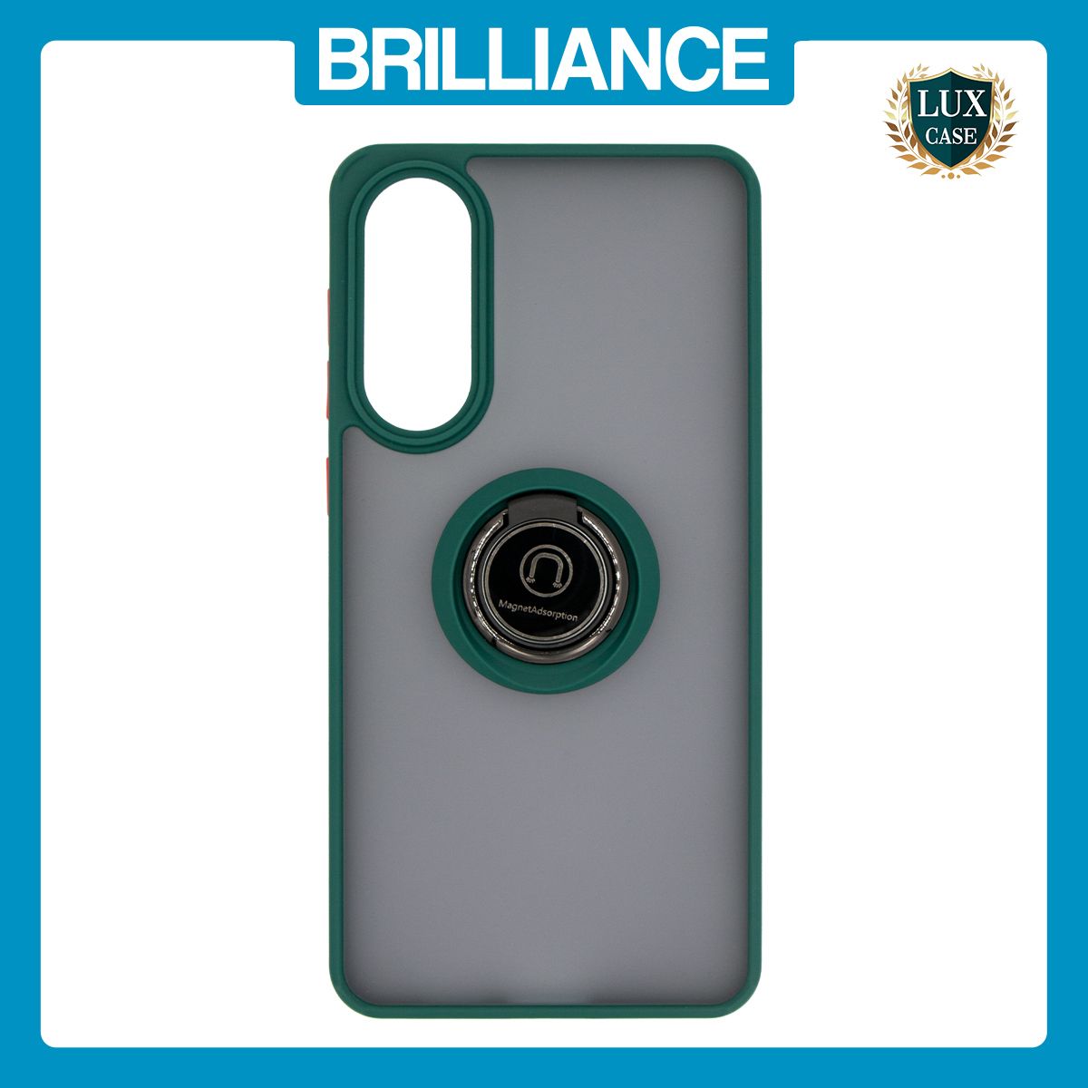 Brilliance LUX Samsung S25 Edge Hybrid Shell Anti-shock Ring Kickstand TPU Matte Case Dark Green